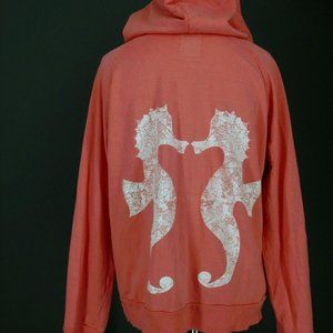 SEATON Hoodie Pink Seahorse French Terry Pullove